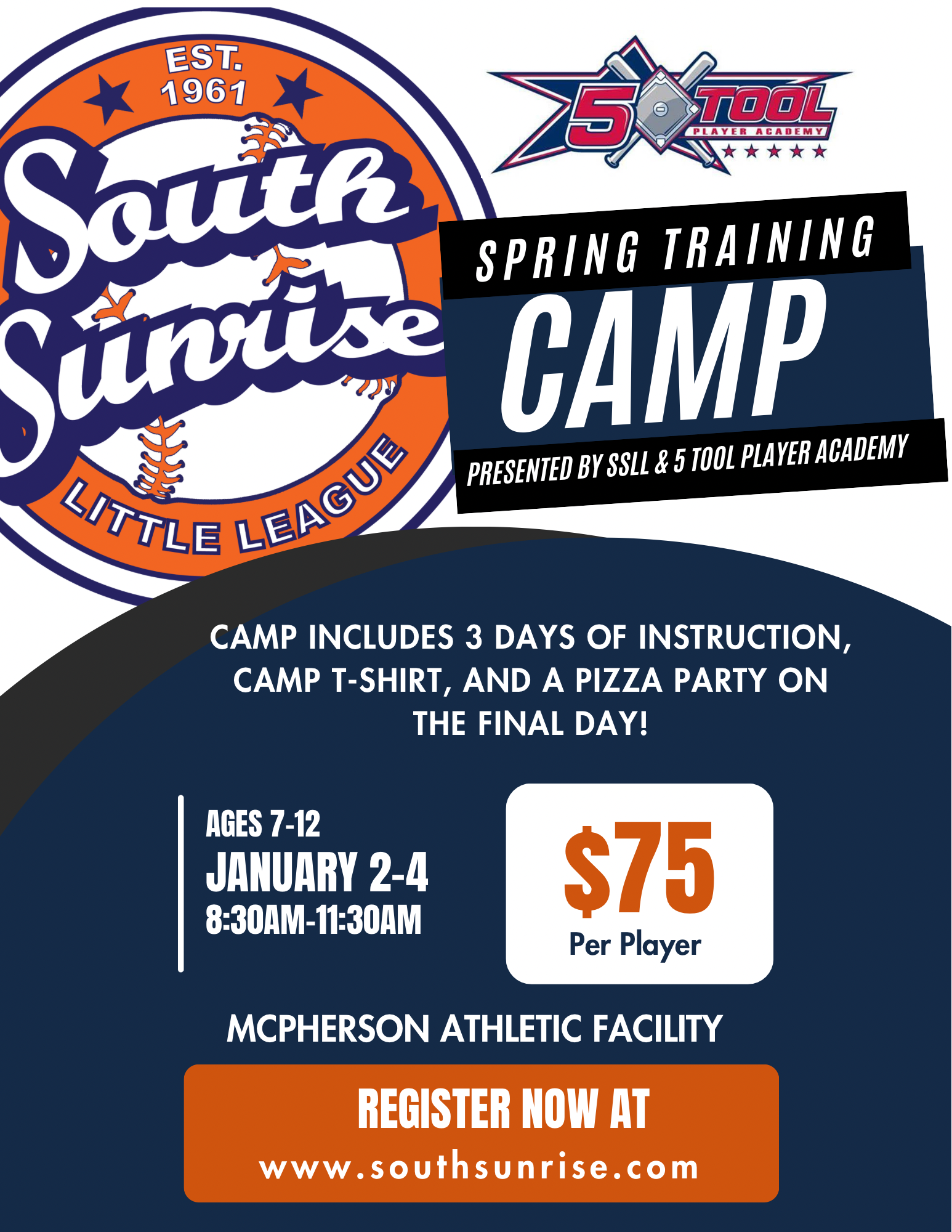 Sign up now for our Spring Training Camp!